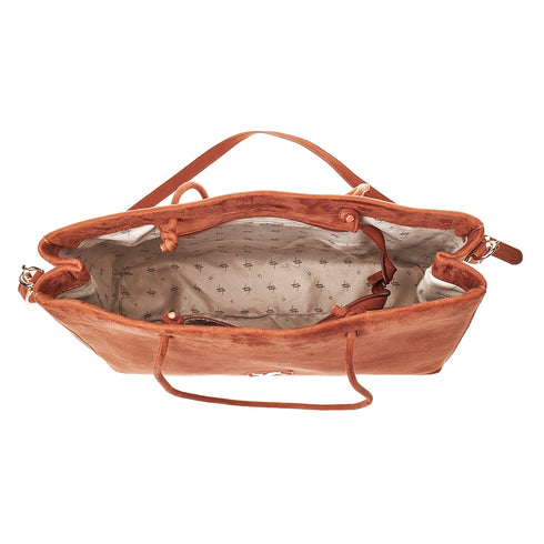 Verde Γυναικεία Τσάντα Ώμου 16-7155 Σουέτ Κάμελ